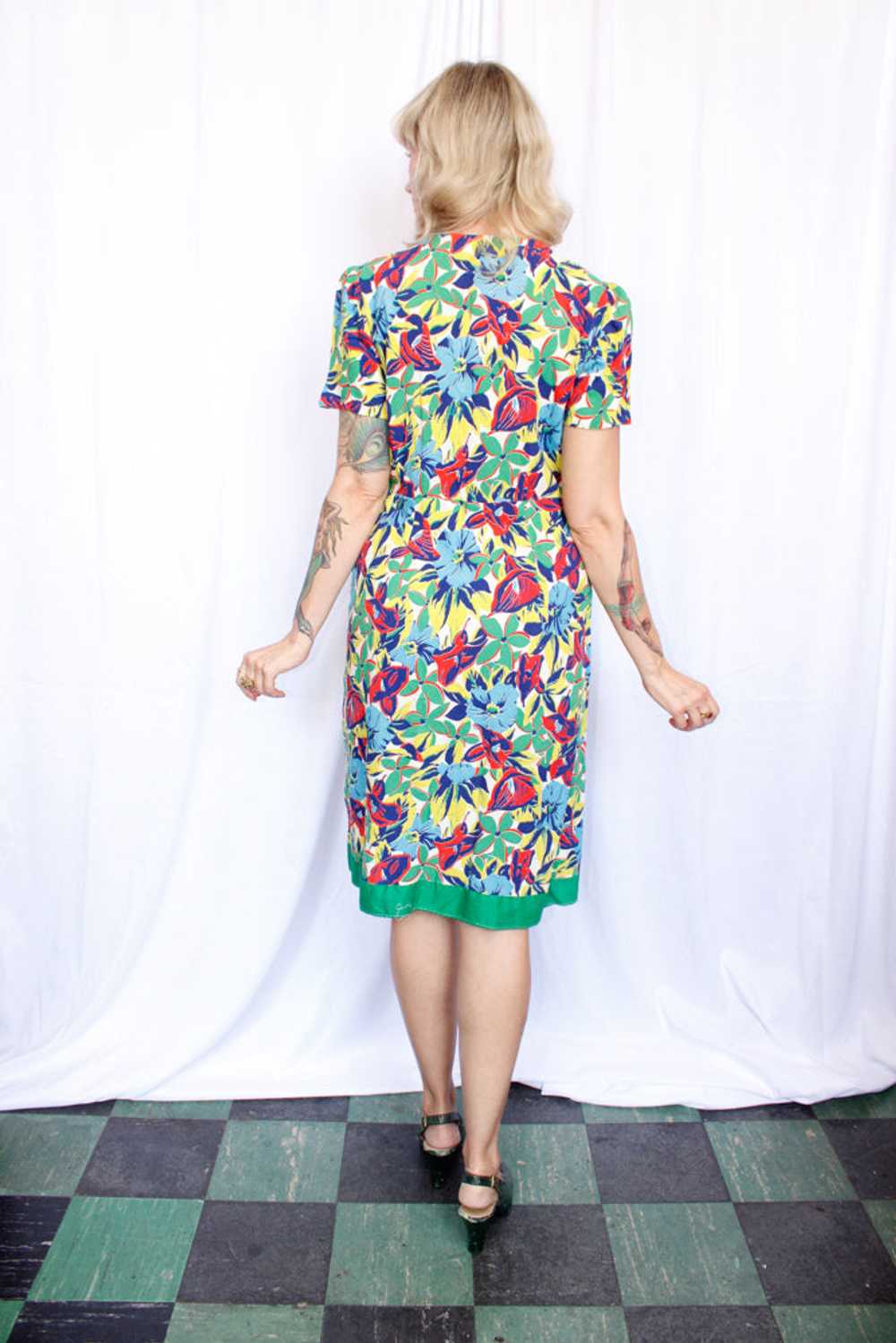 1930s Tropical Floral Dress - M/L - image 6