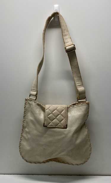 JAMAH Ivory Leather Large Shoulder Hobo Bag