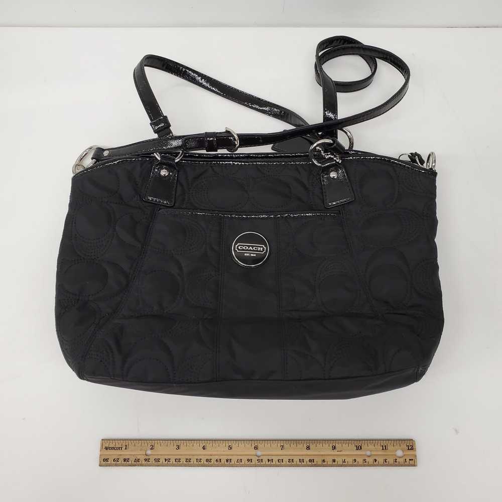 Coach Signature Logo Black Quilted Nylon Tote Pur… - image 1