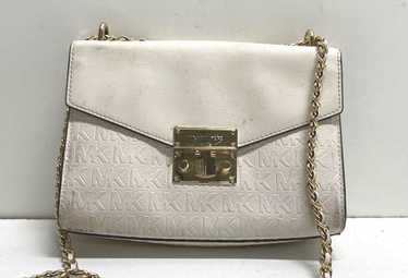 Michael Kors MK White Signature Embossed Leather … - image 1