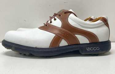 ECCO White Brown Leather Lace Up Golf Shoes Men's… - image 1