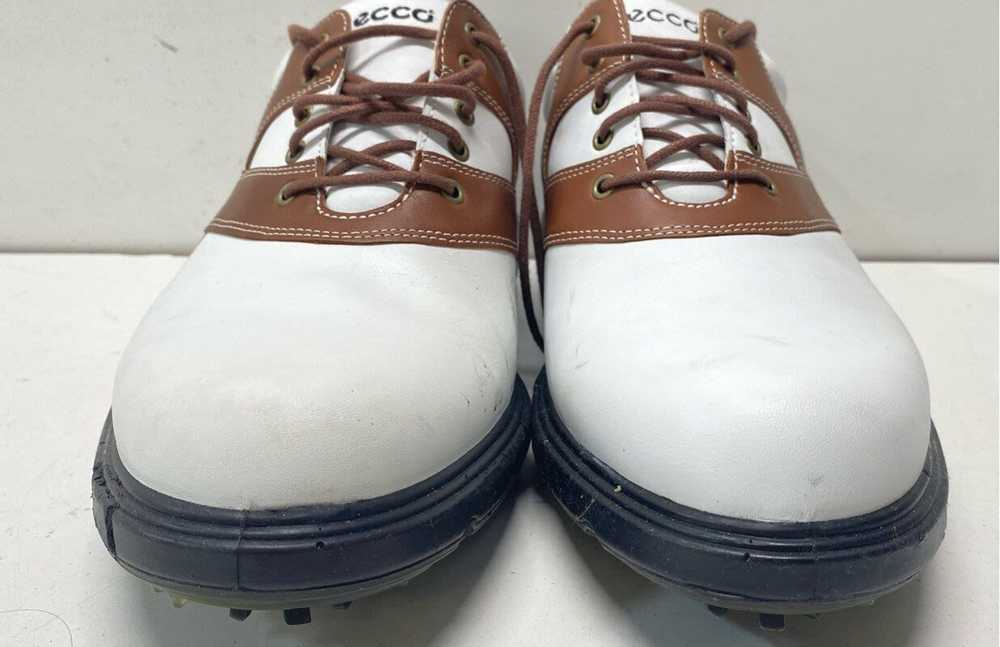 ECCO White Brown Leather Lace Up Golf Shoes Men's… - image 2