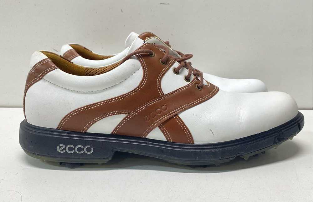 ECCO White Brown Leather Lace Up Golf Shoes Men's… - image 3