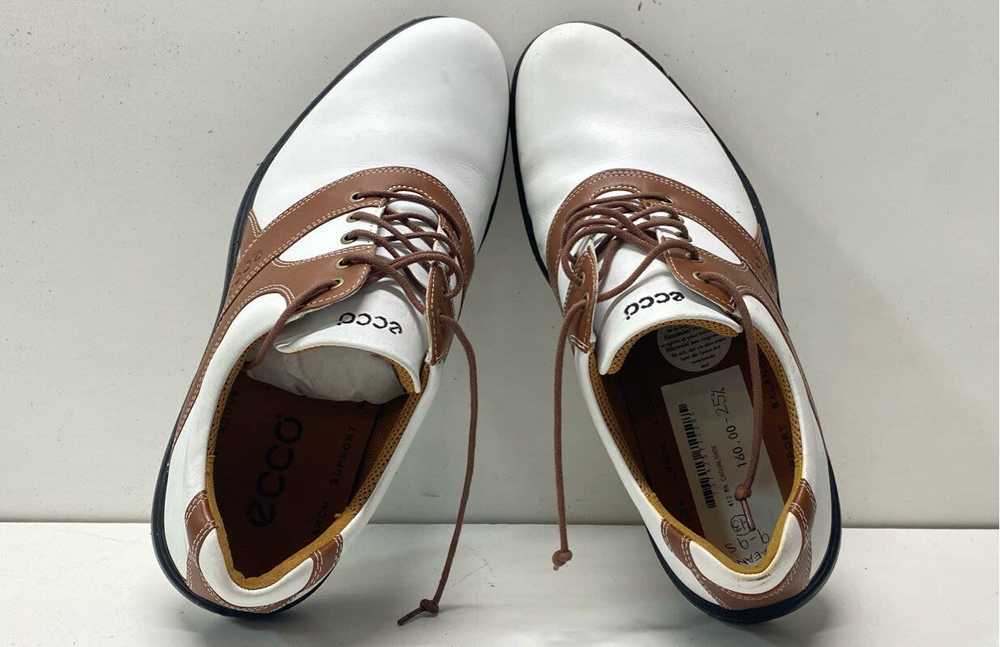 ECCO White Brown Leather Lace Up Golf Shoes Men's… - image 5