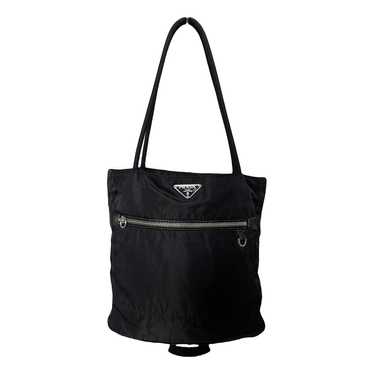 Prada Navy Blue Nylon Tessuto Embroidered Logo Tote Bag online (Medium)