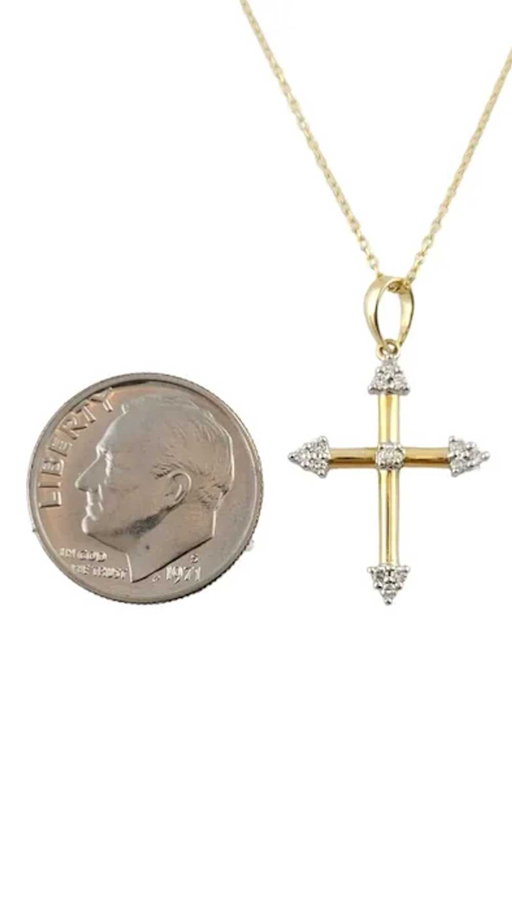 14K Yellow Gold Diamond Cross Necklace 19.5" #181… - image 7