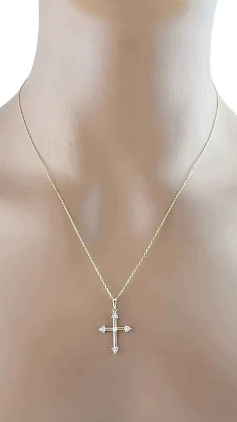 14K Yellow Gold Diamond Cross Necklace 19.5" #181… - image 8