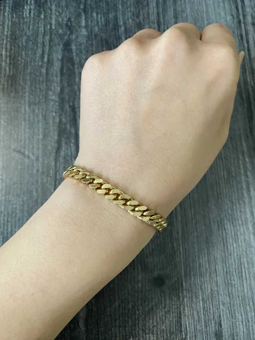 Vintage Solid 14K Gold Curb Link Bracelet, 34.2 G… - image 2