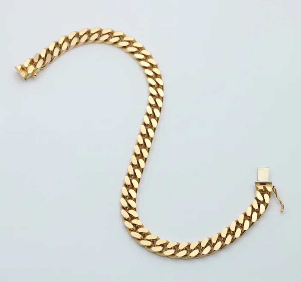 Vintage Solid 14K Gold Curb Link Bracelet, 34.2 G… - image 3