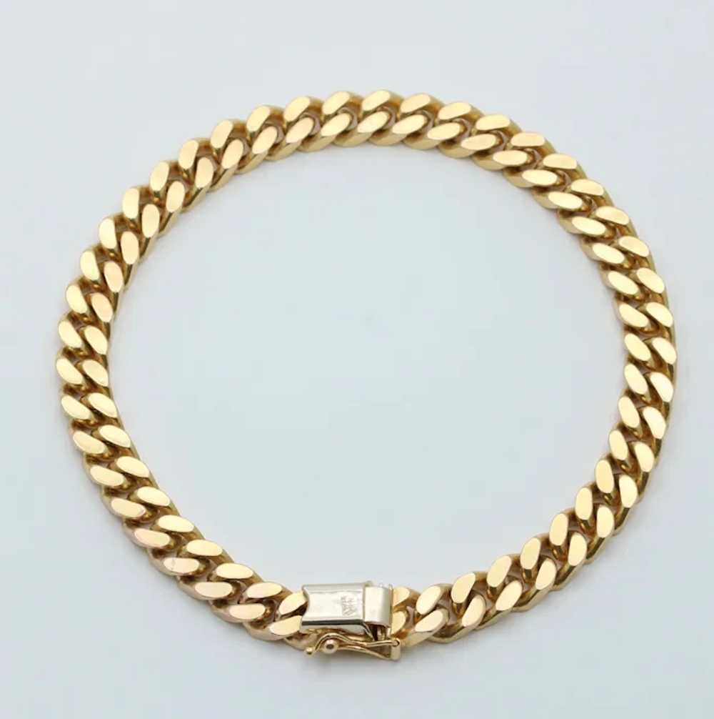 Vintage Solid 14K Gold Curb Link Bracelet, 34.2 G… - image 4