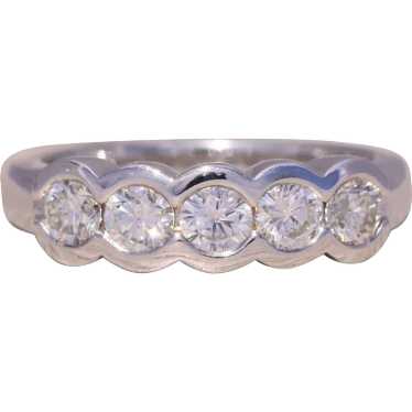 Half Bezel Set Natural Diamond Band in White Gold