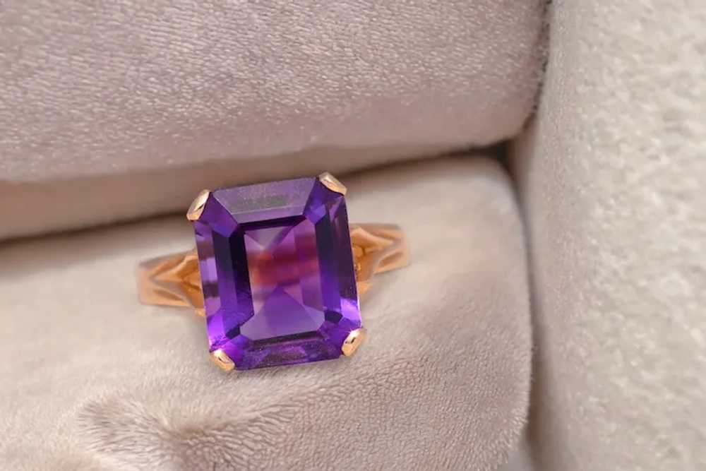 Emerald Cut Natural Amethyst in Yellow Gold - image 10