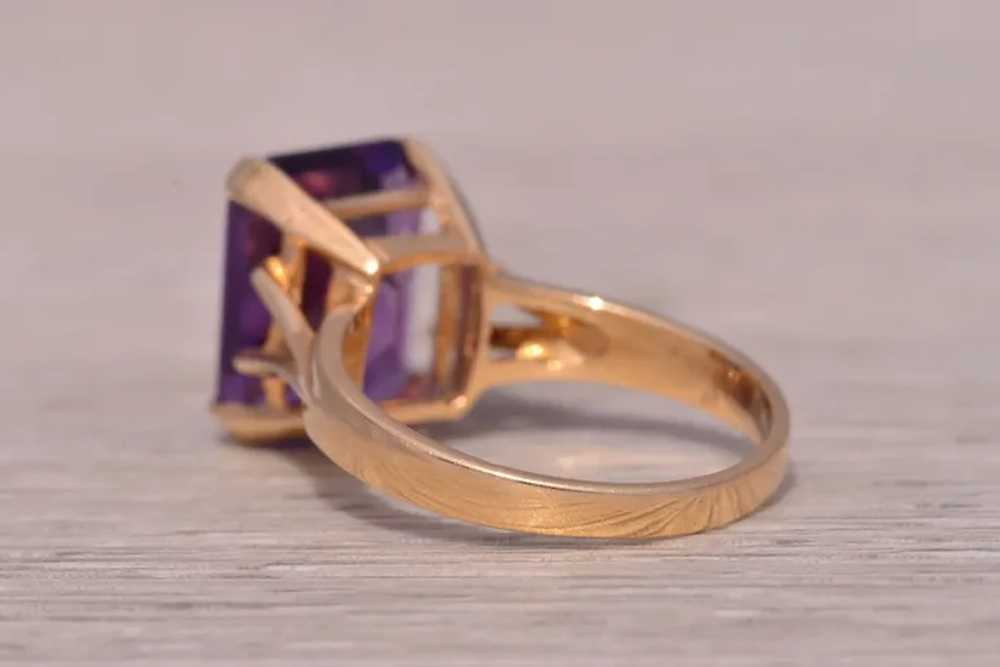 Emerald Cut Natural Amethyst in Yellow Gold - image 3