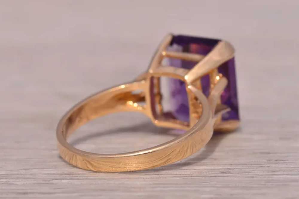 Emerald Cut Natural Amethyst in Yellow Gold - image 4