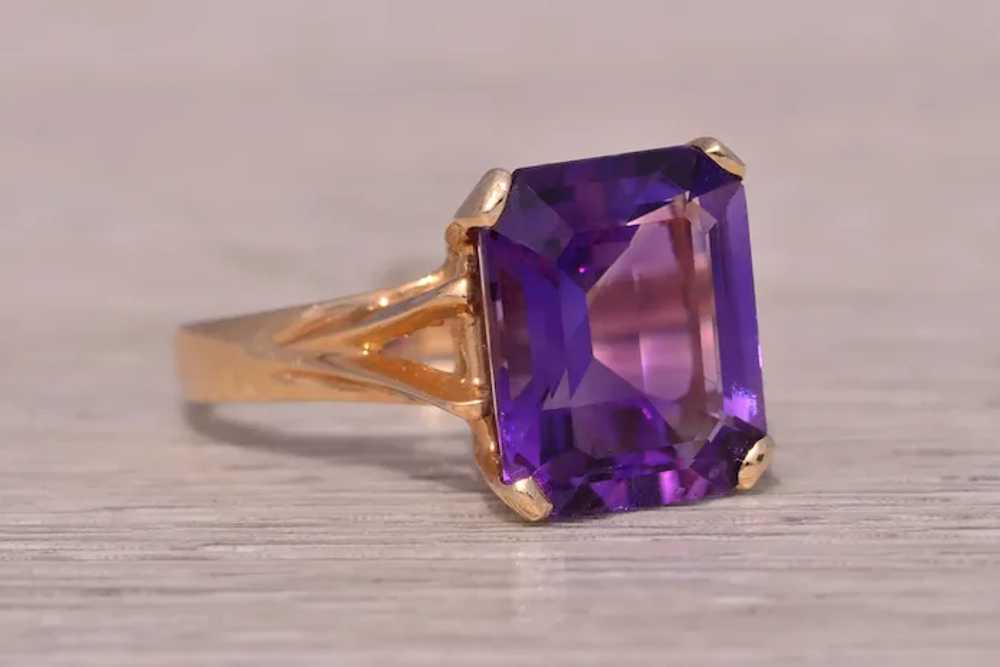 Emerald Cut Natural Amethyst in Yellow Gold - image 5