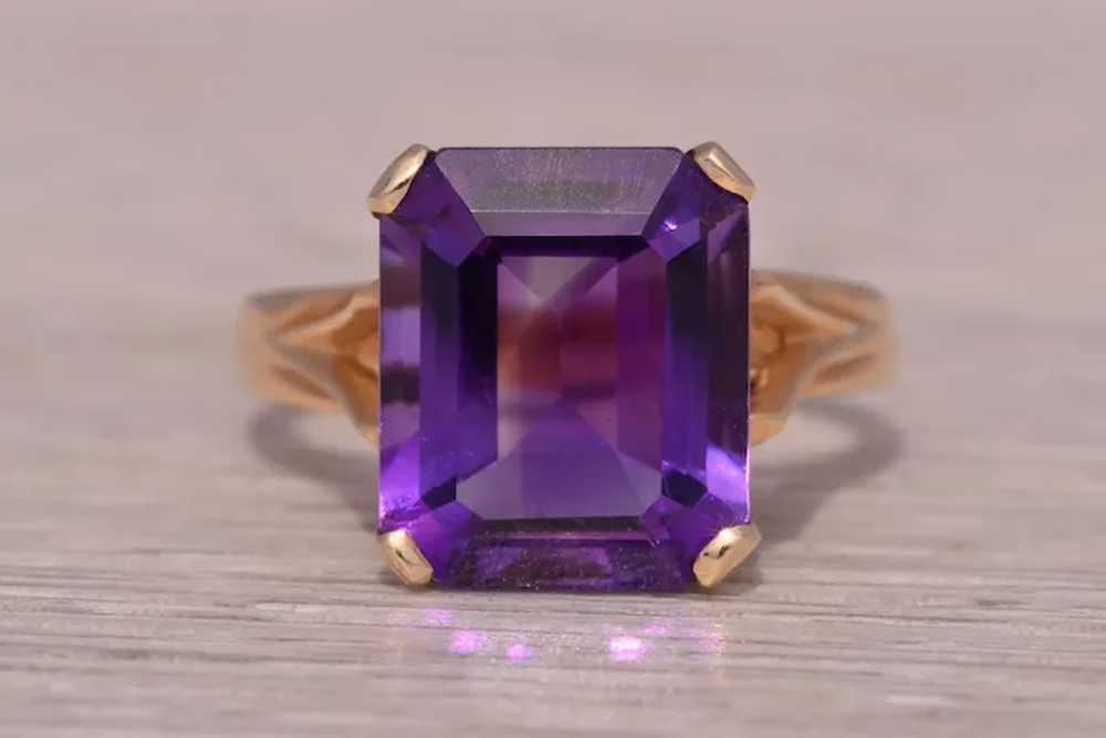 Emerald Cut Natural Amethyst in Yellow Gold - image 6