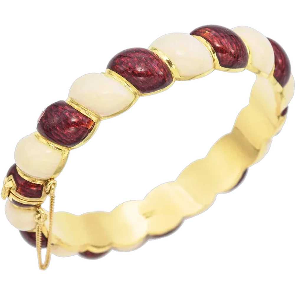 Tiffany & Co Vintage 18K Yellow Gold Red and Whit… - image 1