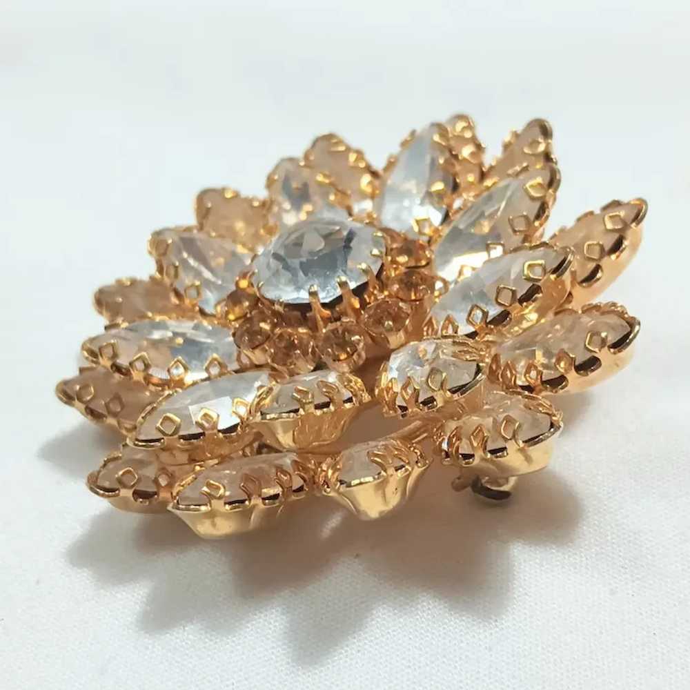 Unsigned Schoffel Austria tiered flower brooch cr… - image 2