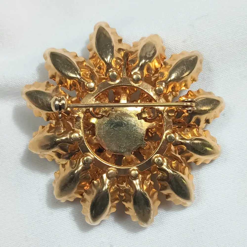 Unsigned Schoffel Austria tiered flower brooch cr… - image 3