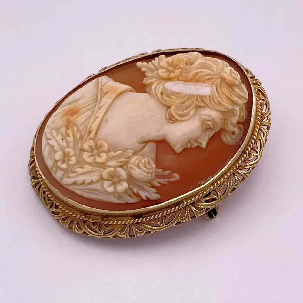 Edwardian Era Cameo Pendant Brooch 14K Gold - image 2