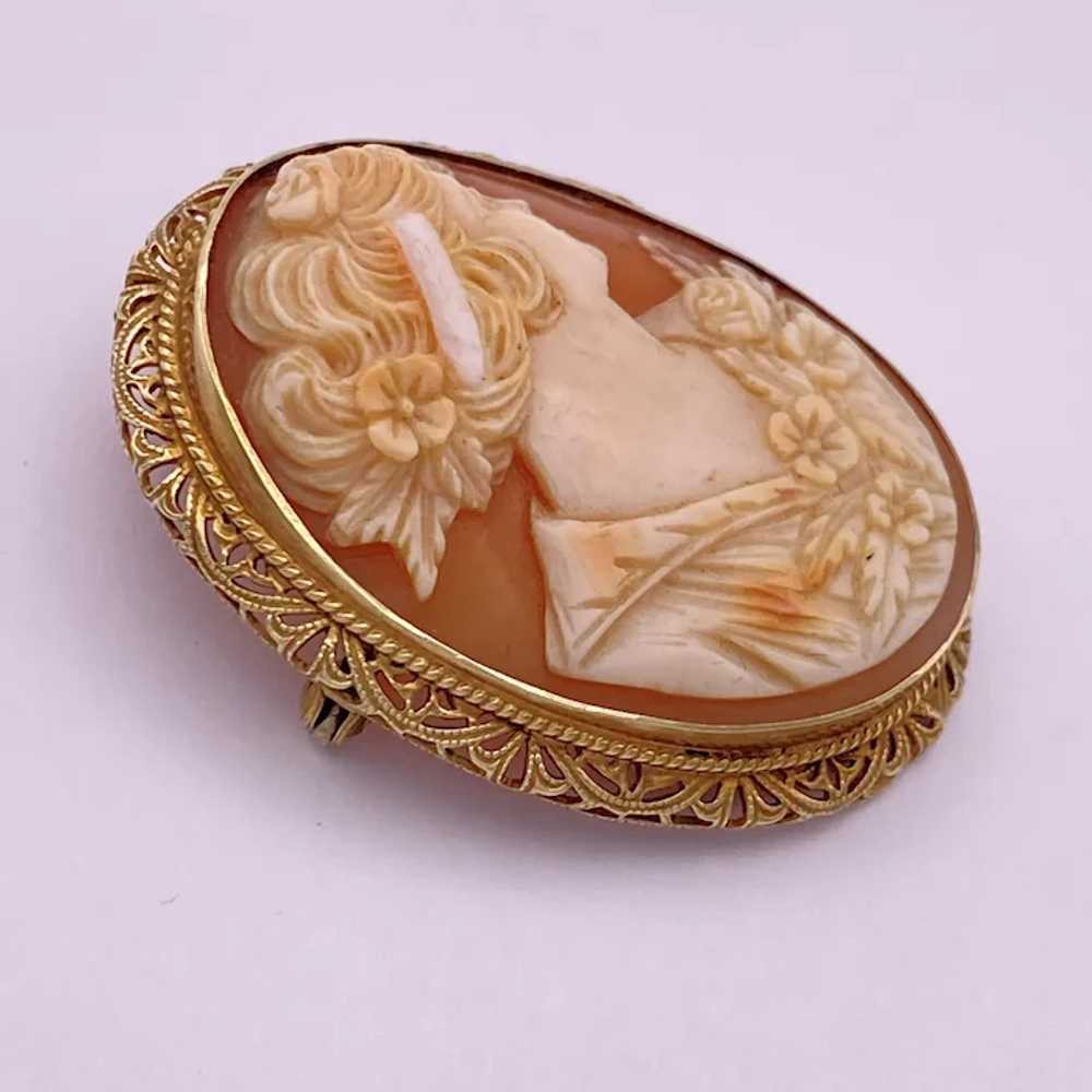 Edwardian Era Cameo Pendant Brooch 14K Gold - image 3