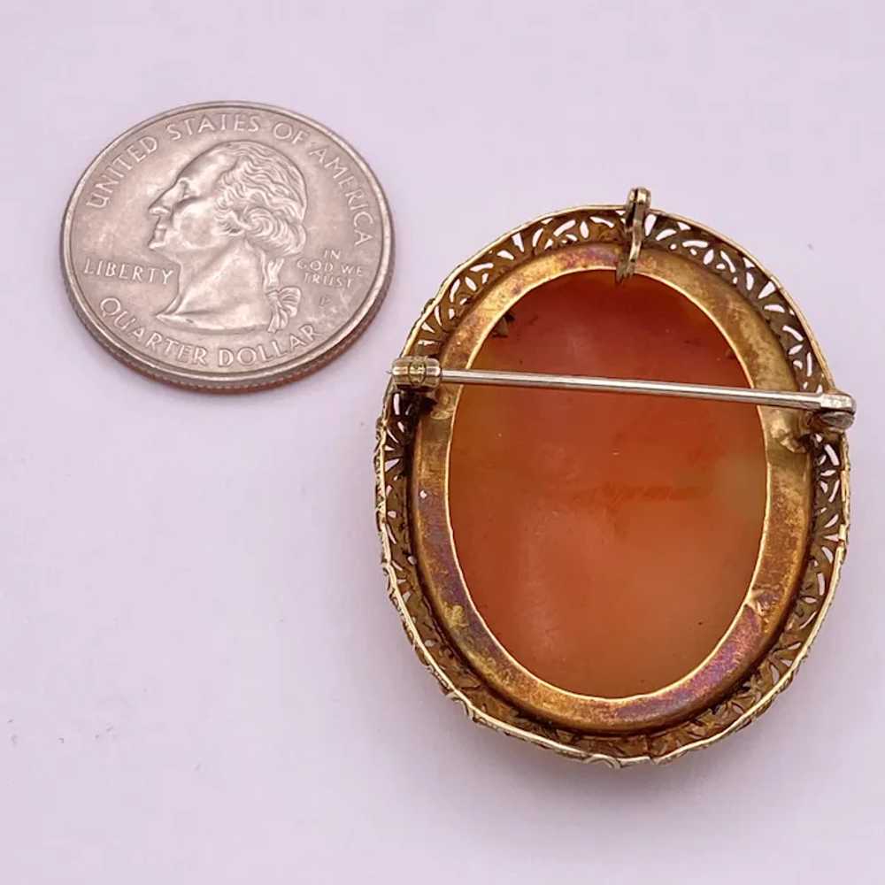 Edwardian Era Cameo Pendant Brooch 14K Gold - image 4