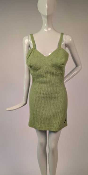 LG SIZE VINTAGE 1940’S GREEN SWIM SUIT BATHING SU… - image 1