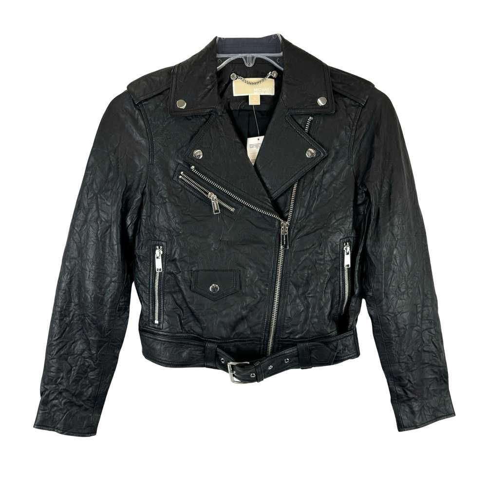 MICHAEL Michael Kors Crinkled Leather Moto Jacket - image 1