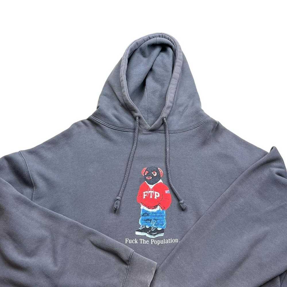 Fuck The Population FTP Bear Hoodie in Charcoal - image 1