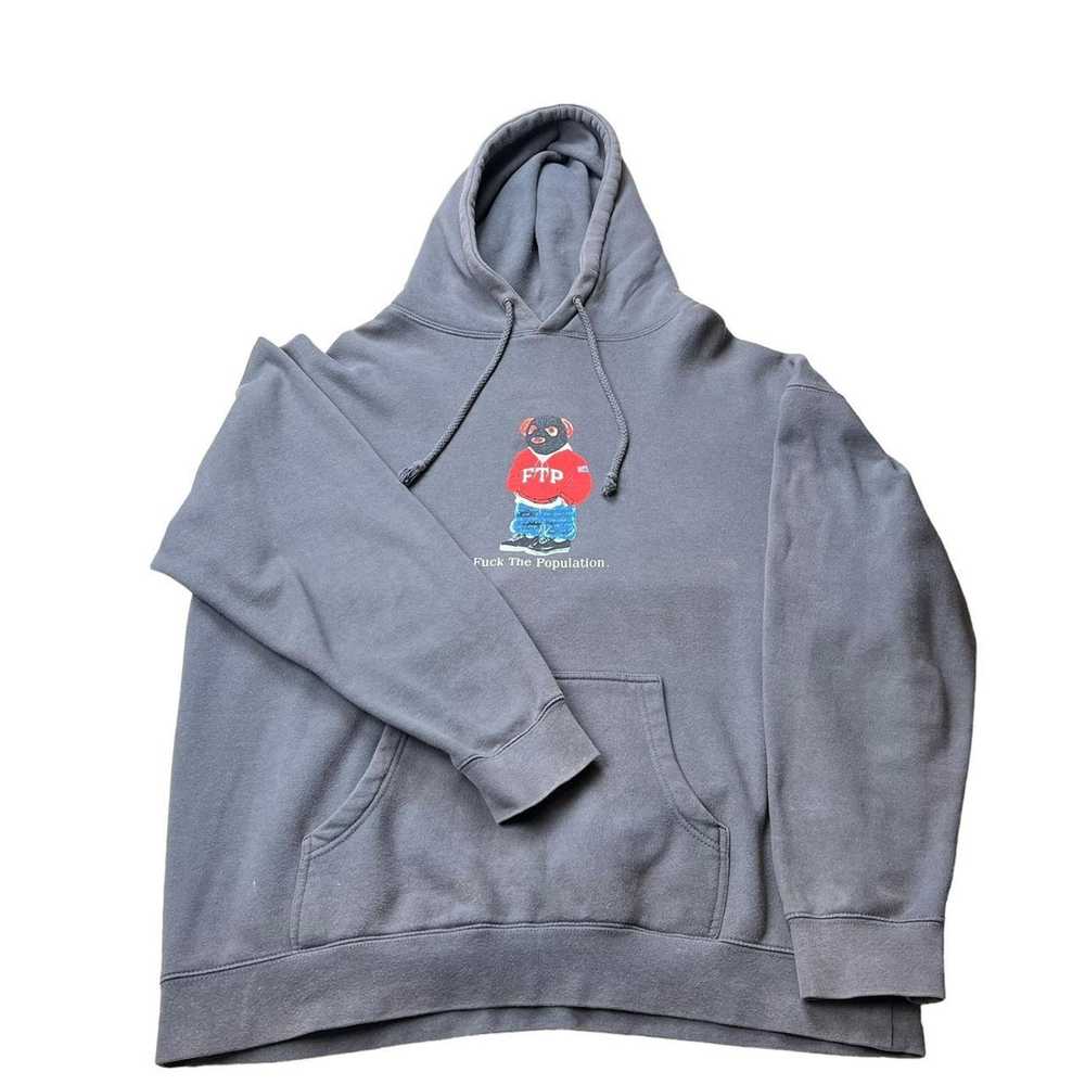 Fuck The Population FTP Bear Hoodie in Charcoal - image 2