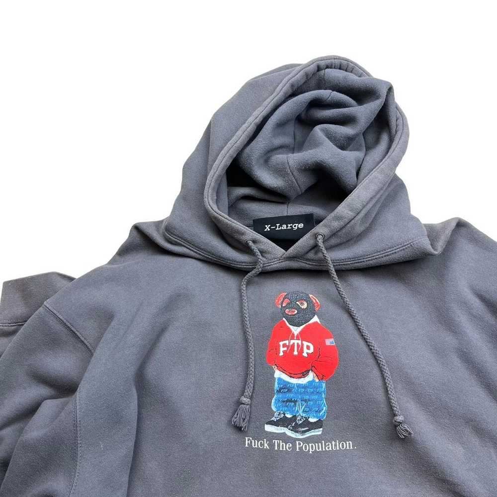 Fuck The Population FTP Bear Hoodie in Charcoal - image 4