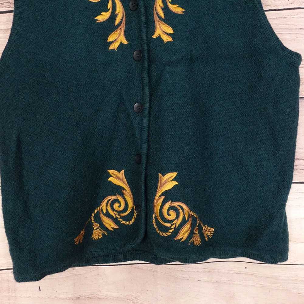 Pendleton VINTAGE PENDLETON GREEN GOLD FLORAL SWE… - image 3