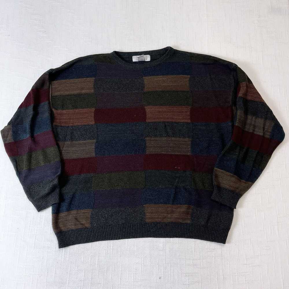 Vintage 80s Gianfranco Geometric Abstract Knit Cr… - image 1