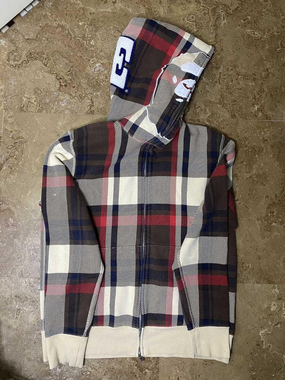 Bape Bape Check 2nd Ape Wide Full Zip Hoodie - image 1