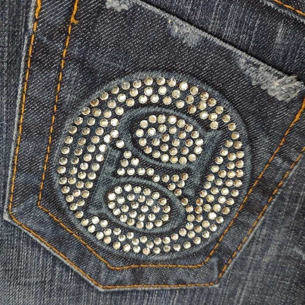 Bebe Y2K Bebe Low Rise Boot Cut Jeans Rhinestone … - image 6