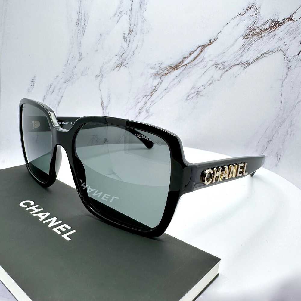 Chanel CHANEL Sunglasses Black 3D Gold Metal Logo… - image 1