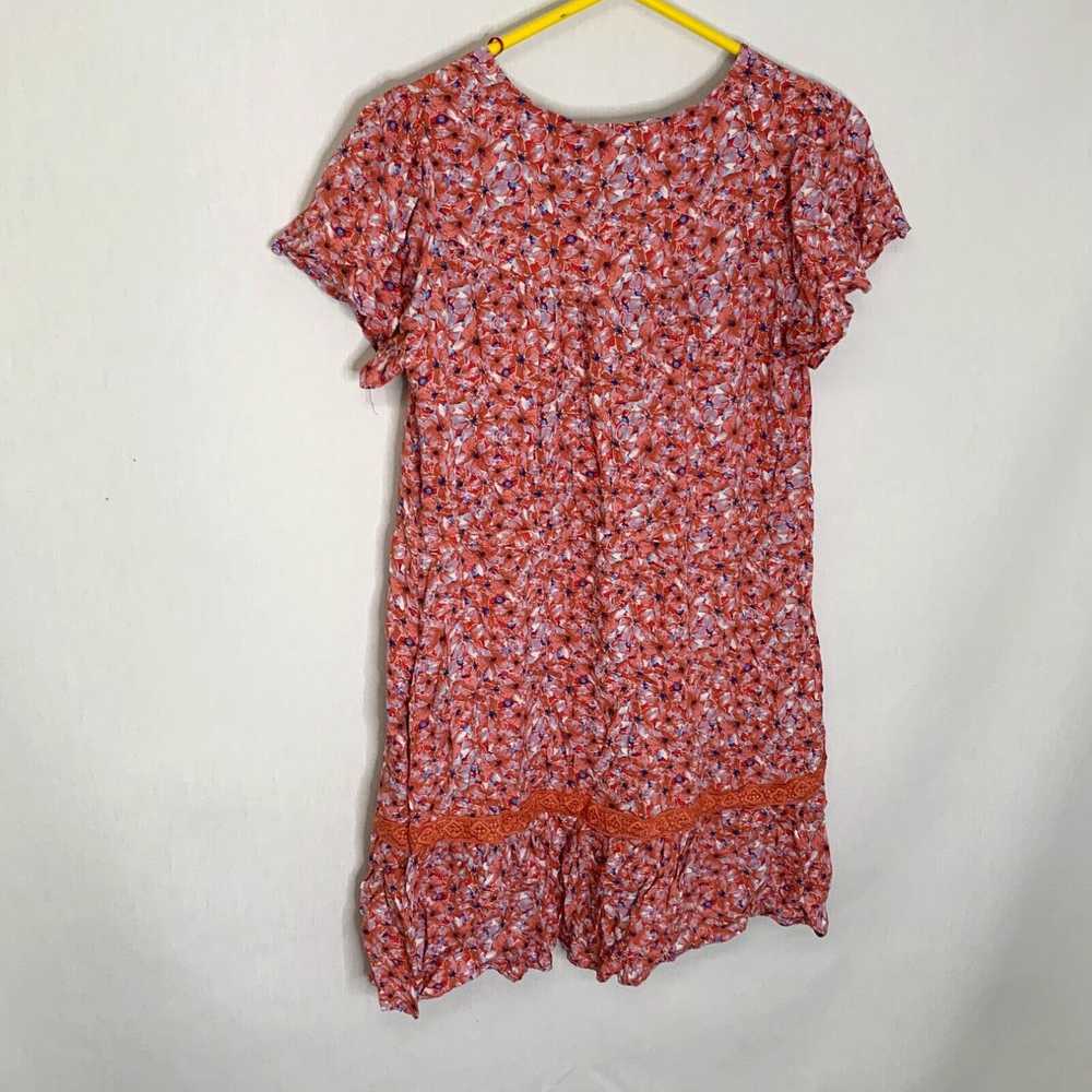 Vintage Know Rose Womens Pink Floral V-Neck Short… - image 2