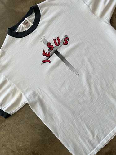 Vintage Vintage Jesus Sword Ringer Tee Sz. Large