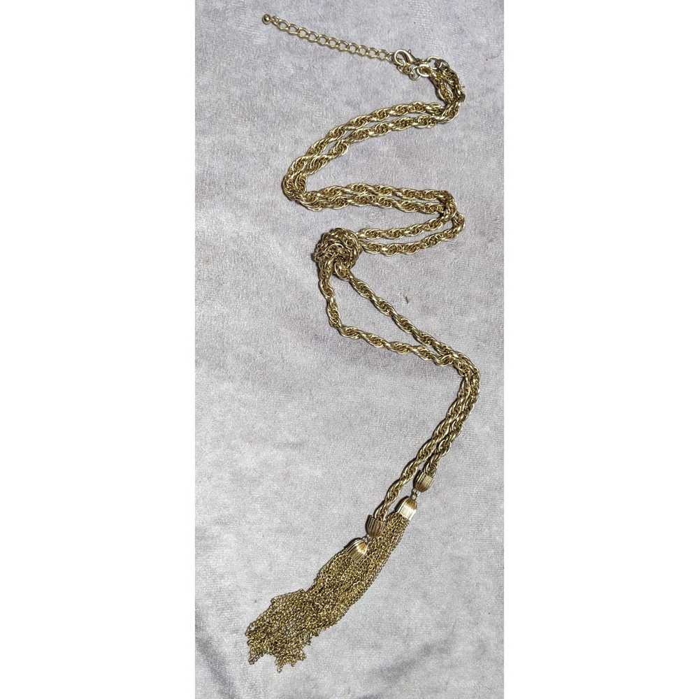 Other Vintage Gold Chain Knotted Tassel Necklace - image 10