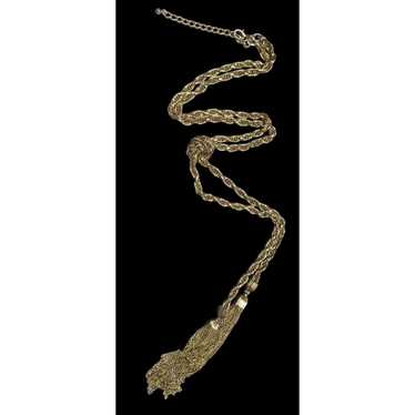 Other Vintage Gold Chain Knotted Tassel Necklace - image 1