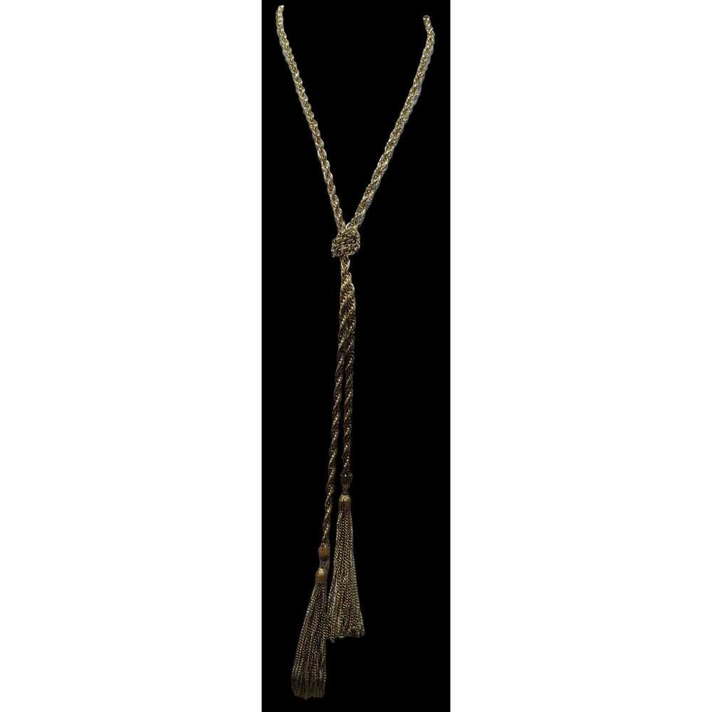 Other Vintage Gold Chain Knotted Tassel Necklace - image 2