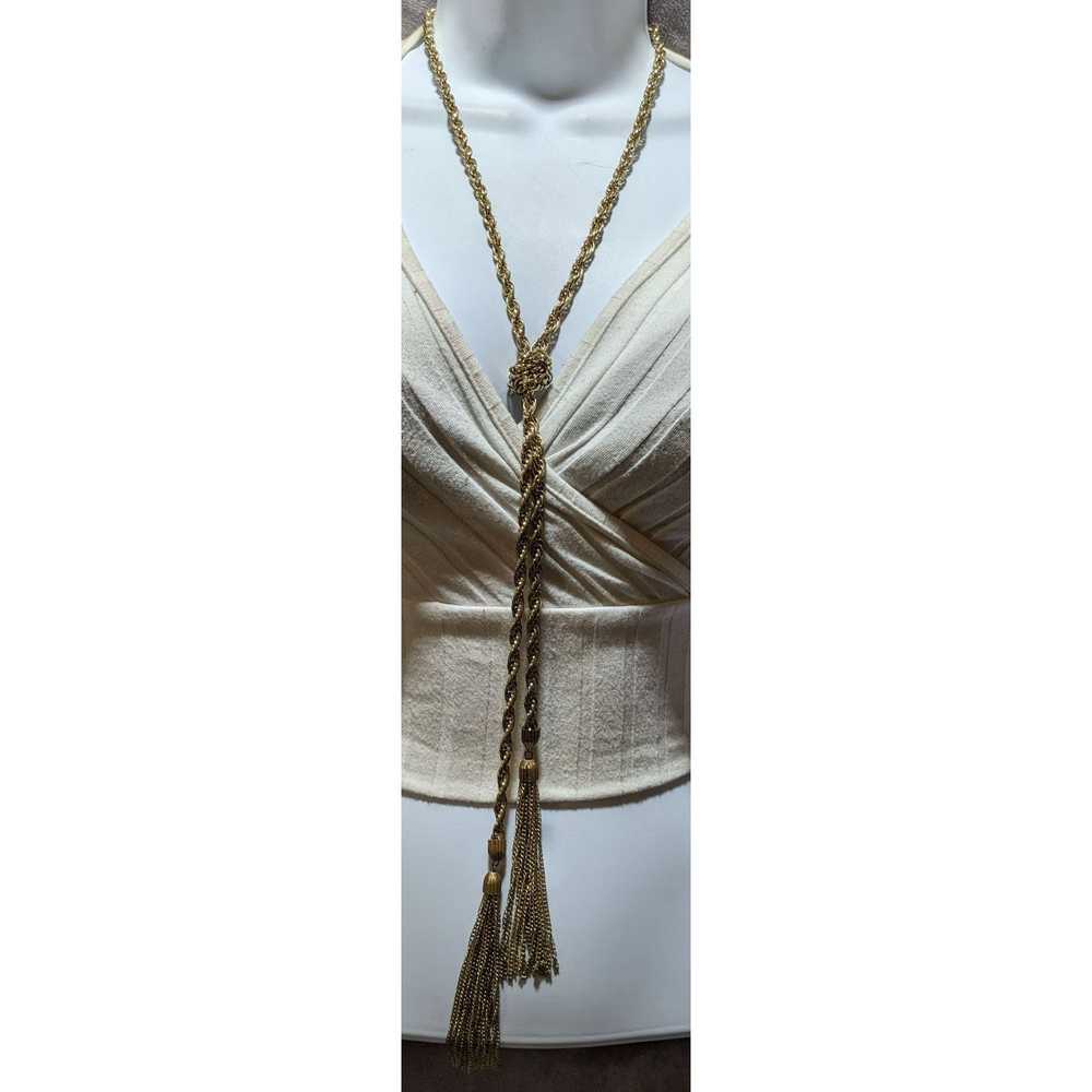 Other Vintage Gold Chain Knotted Tassel Necklace - image 6