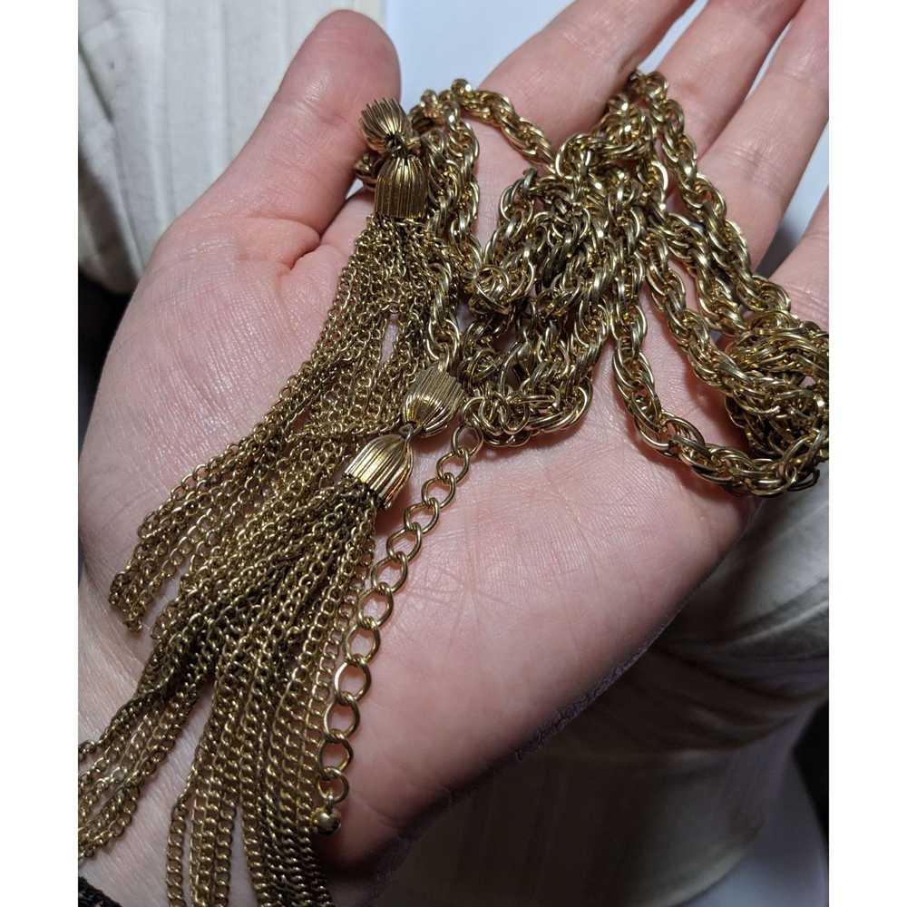 Other Vintage Gold Chain Knotted Tassel Necklace - image 8