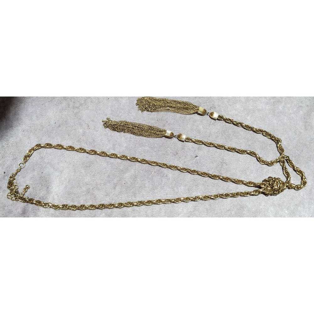 Other Vintage Gold Chain Knotted Tassel Necklace - image 9