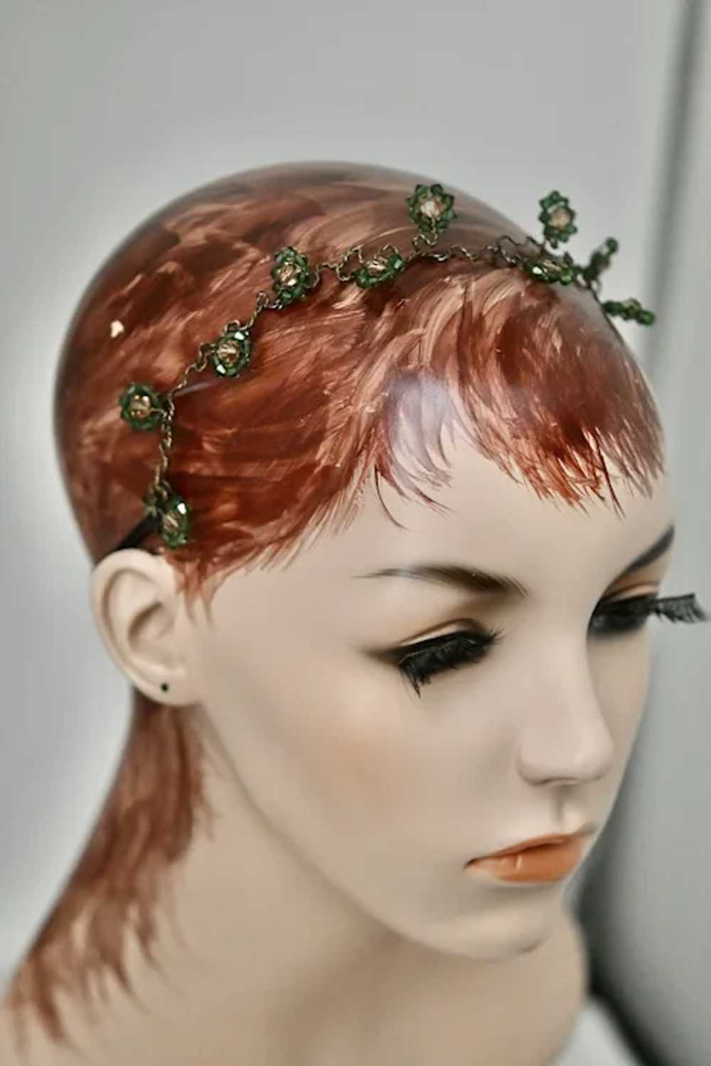 Collette Malouf Beaded Head Band Wire w Adjustabl… - image 3