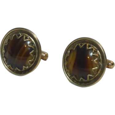 Brown Stone with Gold Tone Cufflinks