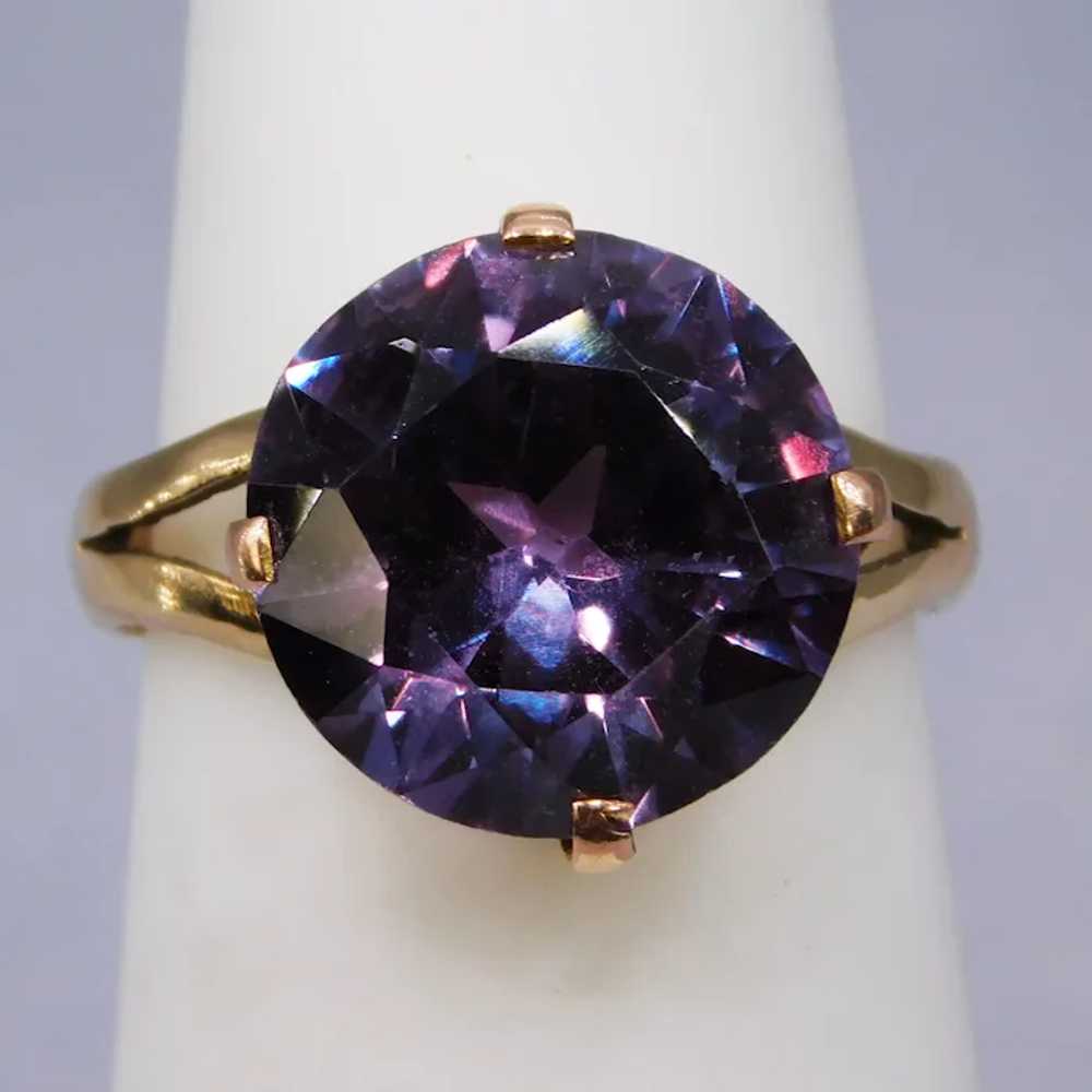 Vintage Retro Synthetic Alexandrite Corundum 10K … - image 2