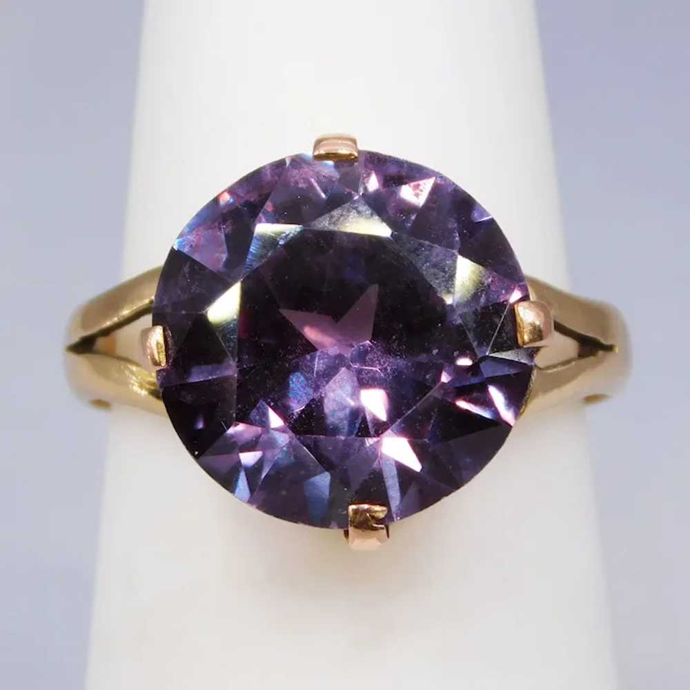 Vintage Retro Synthetic Alexandrite Corundum 10K … - image 7