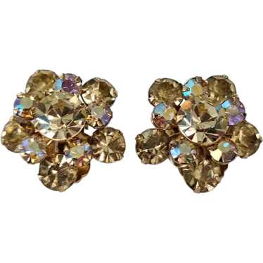 Vintage Jonquil Prong Set AB Rhinestone Cluster C… - image 1