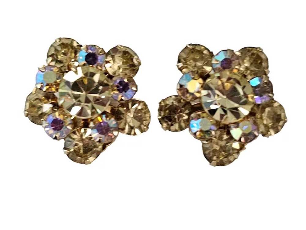 Vintage Jonquil Prong Set AB Rhinestone Cluster C… - image 2